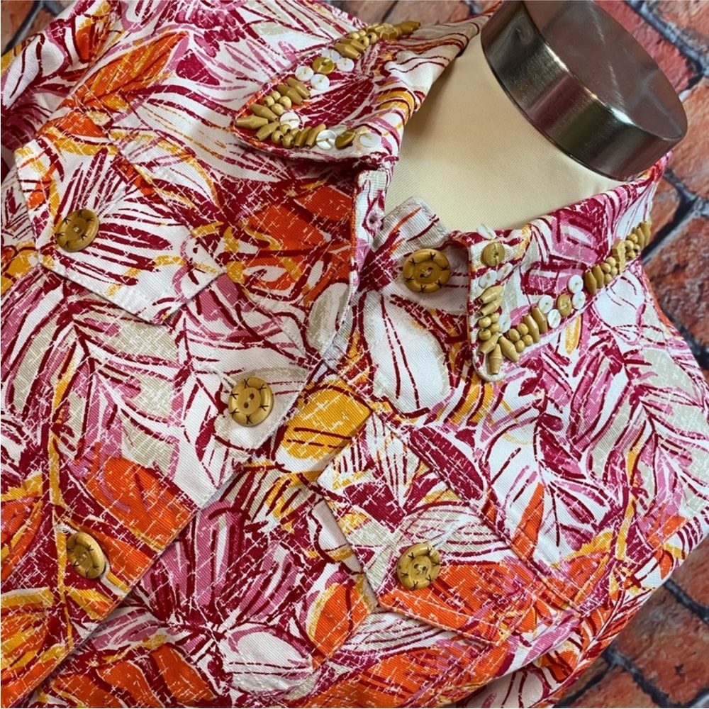 Ruby Rd Tropical Print Beaded Jacket - image 3